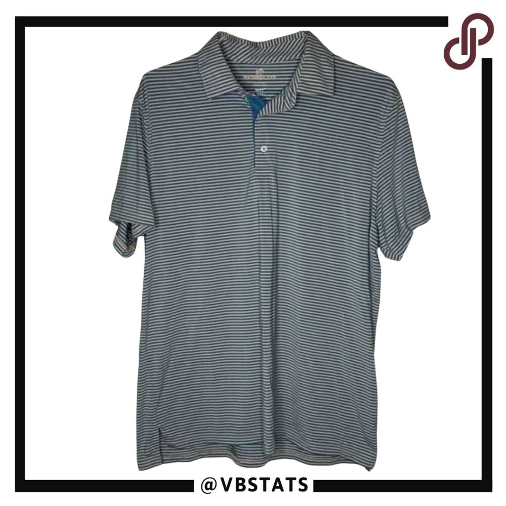 Southern Tide Blue and White Striped Polo Shirt